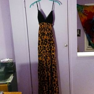Maxi animal print with crocheted top dress by Dressy and Company
